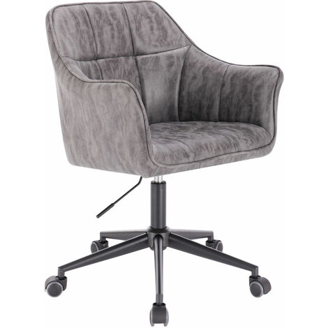 SVITA Chaise de bureau avec accoudoirs réglable en hauteur Chaise pivotante avec roulettes similicuir gris