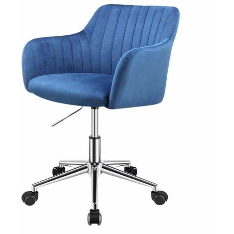 SVITA Chaise de bureau réglable en hauteur, recouverte de velours Chaise de bureau pivotante bleue