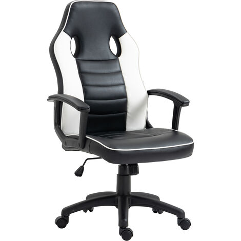 Chaise Gaming Ergonomique Woltu – Tissu Noir/blanc – Accoudoirs, Repose-pieds, Inclinable
