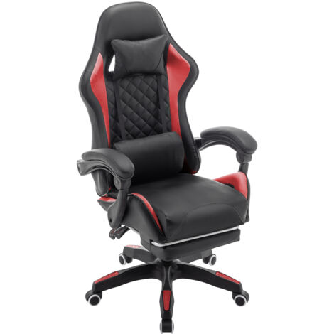 Svita – Chaise de jeu ergonomique rouge avec repose-pieds – Dossier réglable – Hauteur d'assise 43-51 cm – Revêtement simili cuir – Accoudoirs rembourrés
