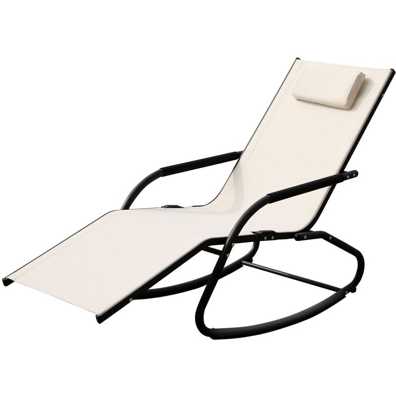 Fjon Chaise longue à bascule Chaise longue de jardin Bain de soleil Coussin Aluminium Beige - Svita