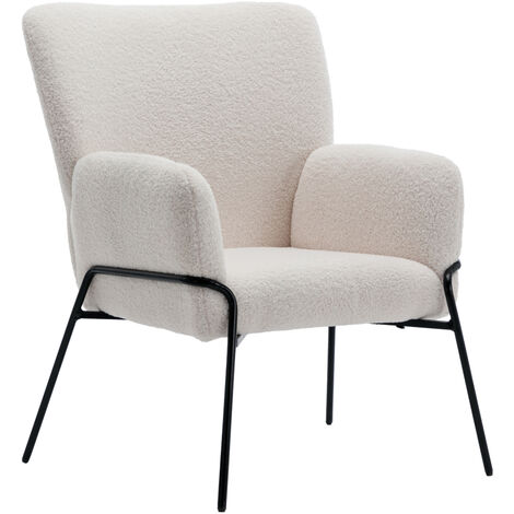 Svita – Chaise longue rembourrée blanche avec accoudoirs – Structure en acier revêtu – Dimensions 66x64x92cm – Hauteur d'assise 38cm