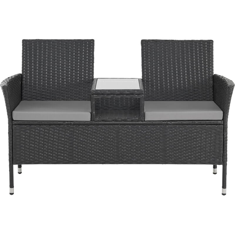 Chicago Banc en rotin Banc de jardin Lounge Coin salon Noir - Svita