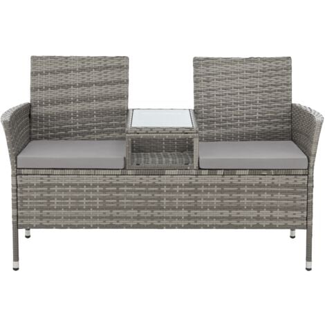 SVITA CHICAGO Banc en rotin Banc de jardin Lounge Coin salon Gris