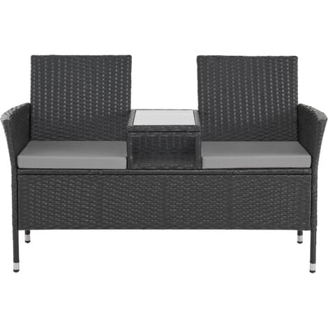 SVITA CHICAGO Banc en rotin Banc de jardin Lounge Coin salon Noir