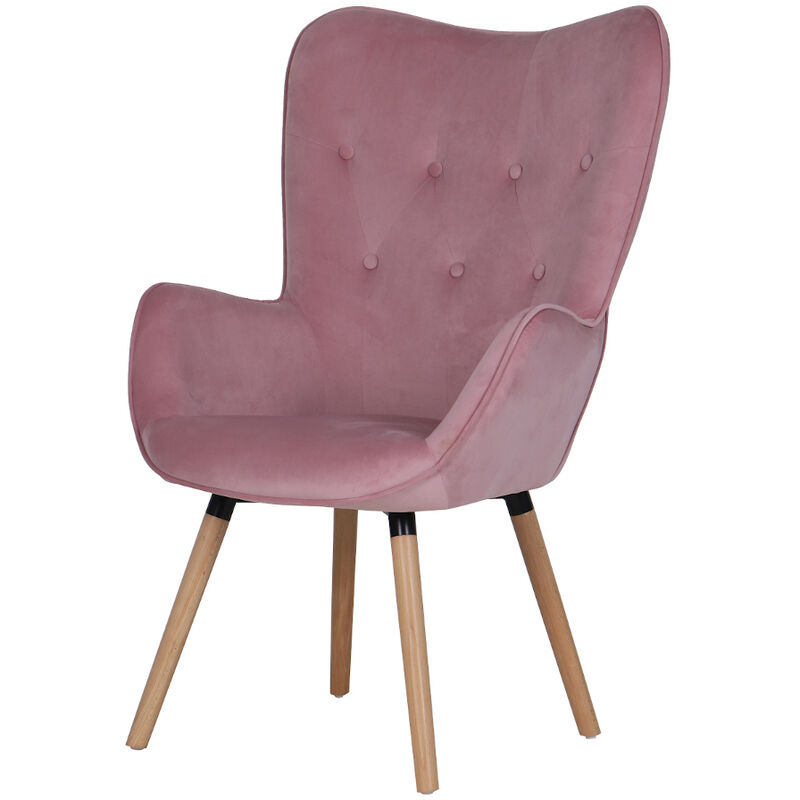 Cleo Fauteuil à oreilles Fauteuil relax Fauteuil tv Fauteuil de lecture Velours rose - Svita