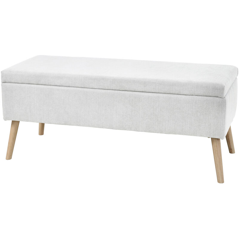 SVITA DAISY XL Tabouret rembourré avec espace de rangement Banquette Tabouret de pied Ottomane Tissu Blanc