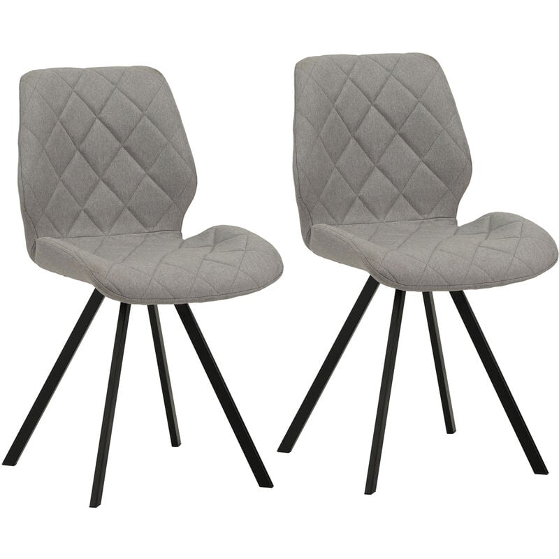 SVITA DIAMOND Lot de 2 chaises de salle à manger Chaises de cuisine Chaise rembourrée Gris clair