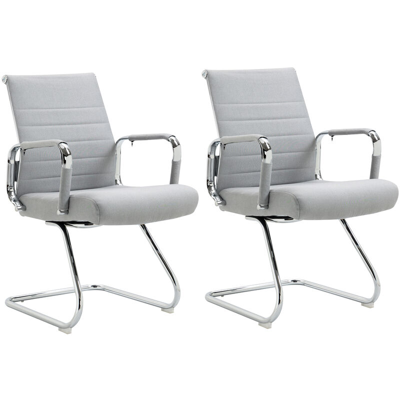 Svita Office Comfort 2er Set Besucherstuhl Freischwinger-stuhl Mit Armlehne Konferenzstuhl Ohne Rollen Armlehnstuhl Office-stuhl Stoff Hellgrau