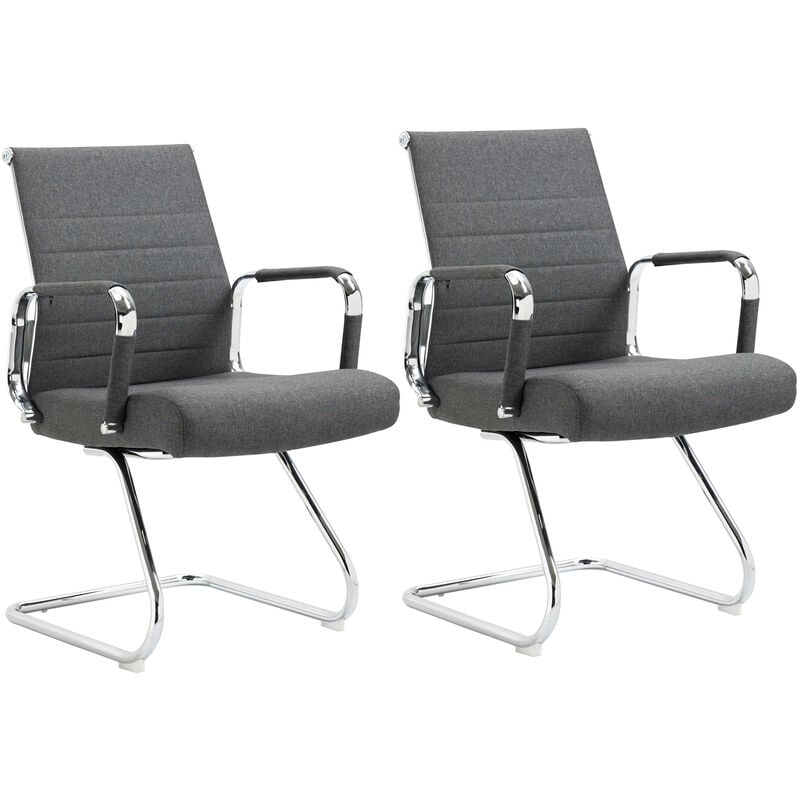 Elegance comfort Lot de 2 chaises visiteurs tissu Chaise à piétement luge avec accoudoirs Chaise de conférence sans roulettes Chaise à accoudoirs