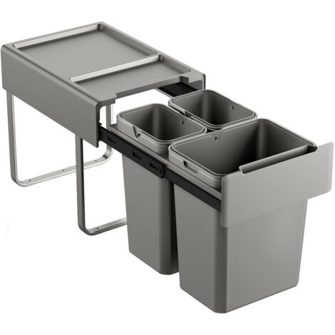 SVITA EMCombo40 Poubelle encastrable 30L (2x10L+20L) 3 compartiments avec couvercle système de tri des déchets