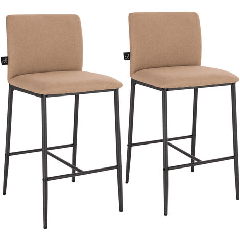 SVITA ERIK Lot de 2 tabourets de bar avec dossier et repose-pieds aspect lin Beige