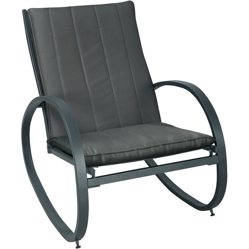 Eiby deluxe Fauteuil à bascule Fauteuil à bascule Outdoor Accoudoir Stopper Rembourrage Gris foncé - Svita