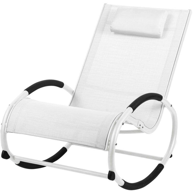 SVITA EIBY Fauteuil à bascule Fauteuil à bascule d'extérieur avec appui-tête Accoudoirs blanc/blanc