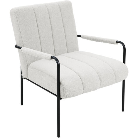 Svita – Fauteuil relax blanc rembourré – Dimensions 70x75x80cm – Accoudoirs confortables – Housse en tissu peluche – Charge max 150kg