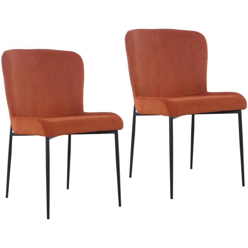 Freddie Lot de 2 chaises de salle à manger avec housse en cordon et pieds en métal Orange - Svita