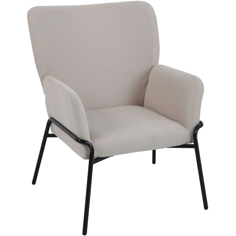 SVITA FREIA Fauteuil lounge moderne avec accoudoirs Fauteuil cocktail Chaise rembourrée Beige