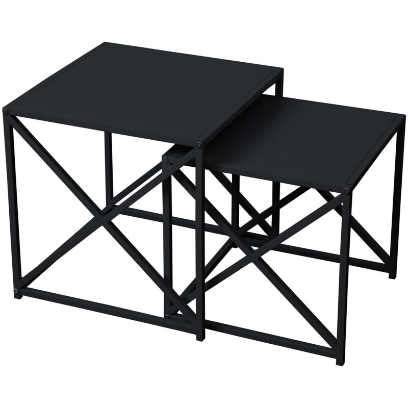 Gemo Table d'appoint Lot de 2 tables basses Table de salon Table métallique noir - Svita