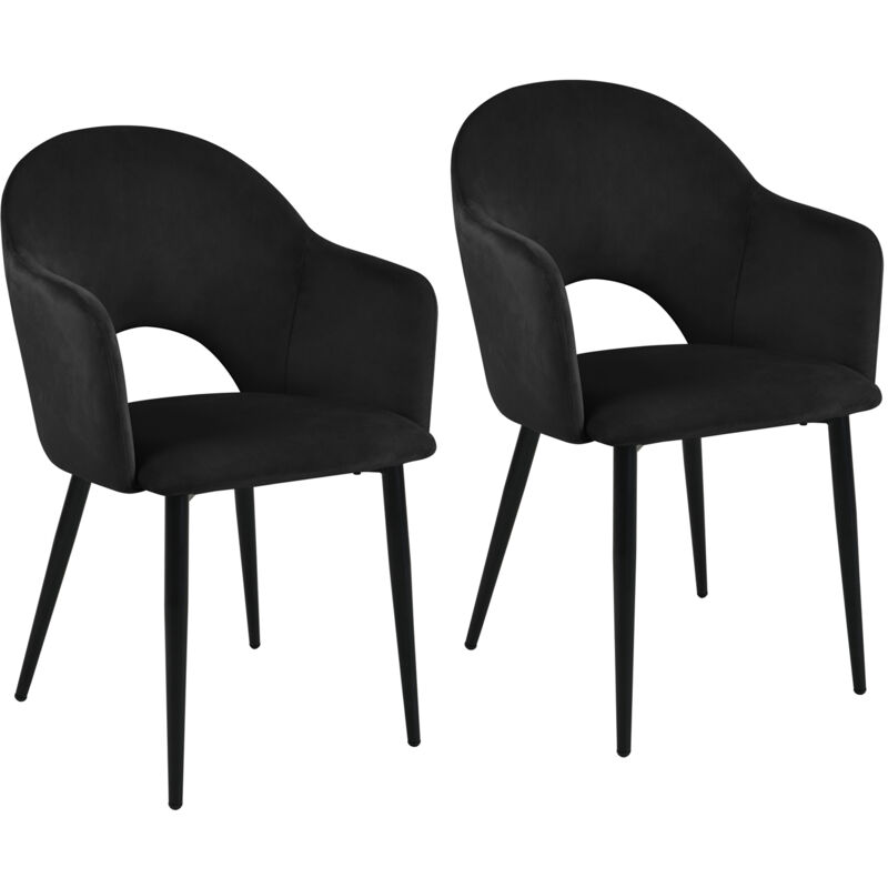 Svita - hailey Lot de 2 chaises de salle à manger Fauteuil de cuisine rembourré velours noir