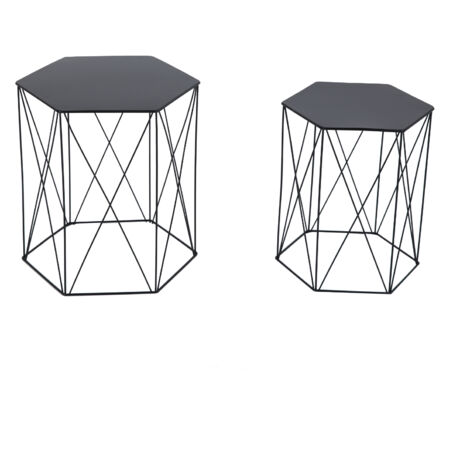 SVITA HARPA Lot de 2 tables d'appoint Table basse moderne Noir