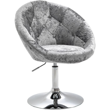 SVITA Havanna Sessel Lounge Clubsessel Drehsessel Samt Retro silber Barhocker