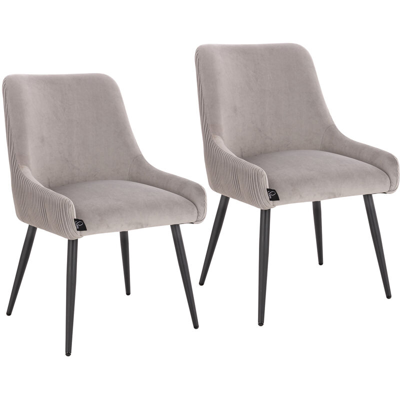 SVITA ISABELLE Lot de 2 chaises de salle à manger Chaise rembourrée Dossier en velours Gris