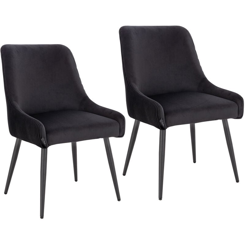 SVITA ISABELLE Lot de 2 chaises de salle à manger Chaise rembourrée Dossier en velours Noir