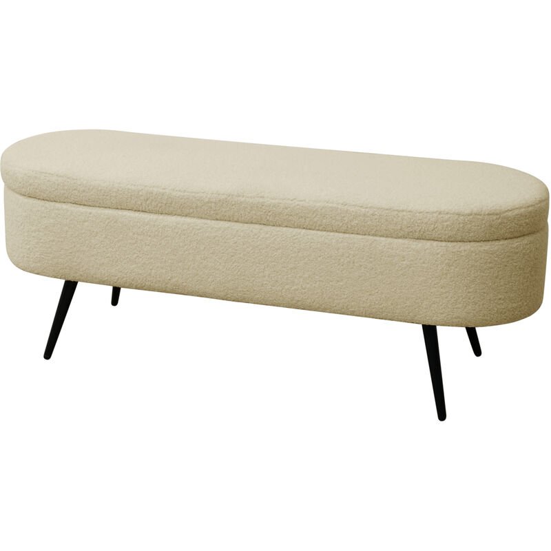 Svita - ivy Banc avec tissu Teddy Ottomane Pouf avec espace de rangement Banc rembourré