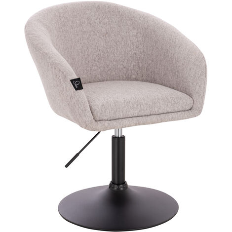 SVITA JAMAIKA Fauteuil de salon Fauteuil cocktail Fauteuil de bar Fauteuil de club Fauteuil rembourré avec accoudoirs Pied circulaire en tissu Gris clair