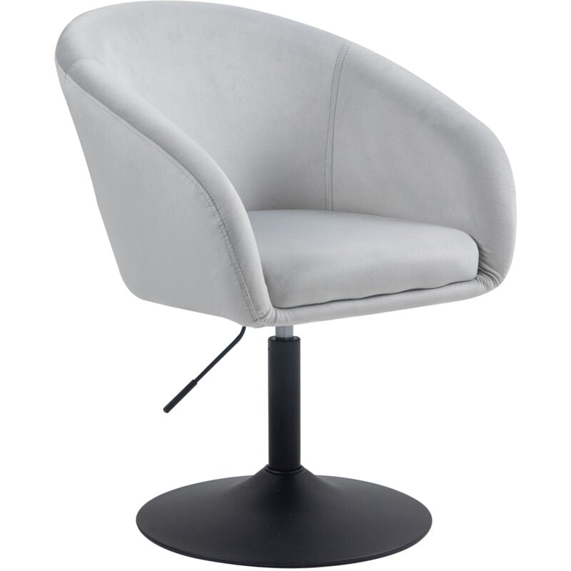 Jamaika Fauteuil lounge Fauteuil cocktail pied assiette avec accoudoirs velours gris clair - Svita