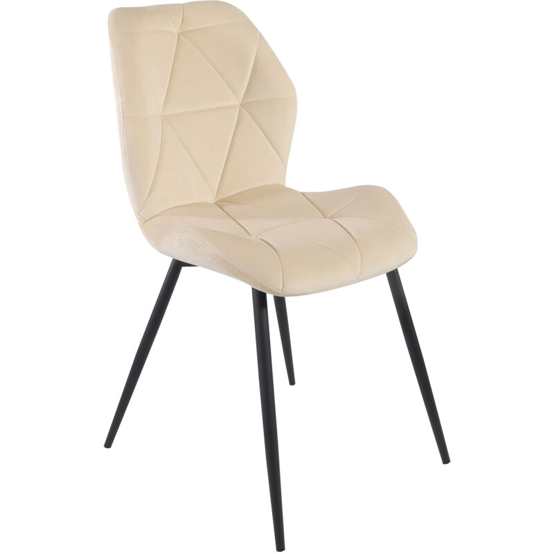 Jamie Lot de 2 chaises de salle à manger Chaise rembourrée sans accoudoirs Velours Beige - Svita