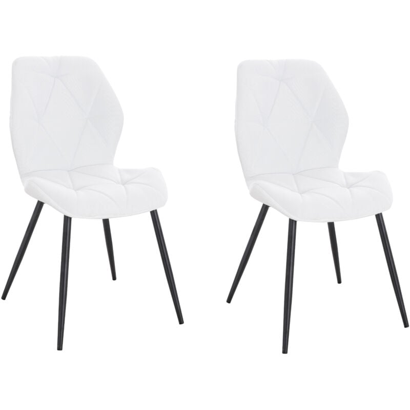 Svita - jamie lot de 2 chaises de salle à manger chaises rembourrées sans accoudoirs revêtement en tissu blanc
