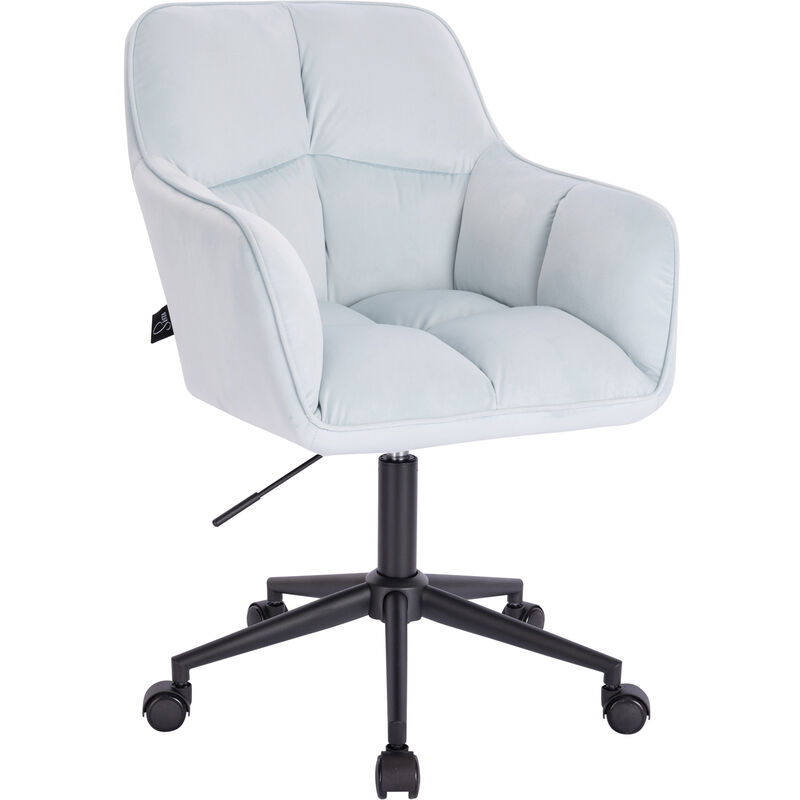 Svita - jerry Chaise de bureau avec accoudoirs réglable en hauteur Chaise pivotante avec roulettes Velours bleu clair