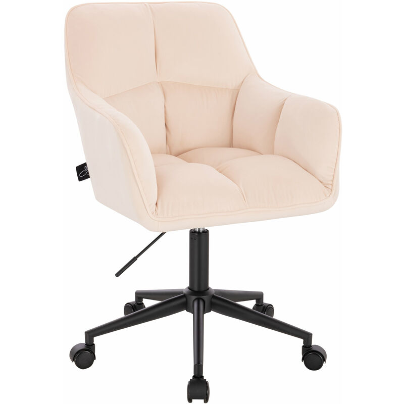 Svita - jerry Chaise de bureau avec accoudoirs réglable en hauteur Chaise pivotante avec roulettes Velours creme
