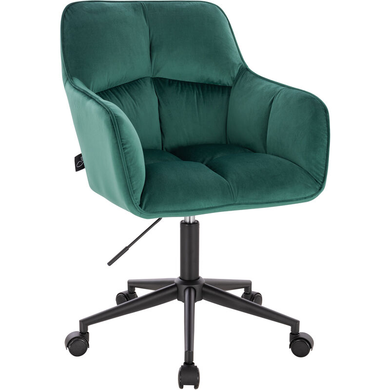 Svita - jerry Chaise de bureau avec accoudoirs réglable en hauteur Chaise pivotante avec roulettes Velours vert foncé