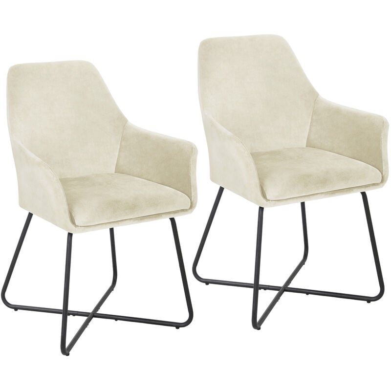 Josie Dining Lot de 2 chaises de salle à manger Fauteuil Chaise rembourrée Tissu blanc - Svita