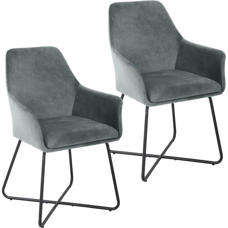 Svita - josie Dining Lot de 2 chaises de salle à manger Fauteuil Chaise rembourrée Tissu Gris clair