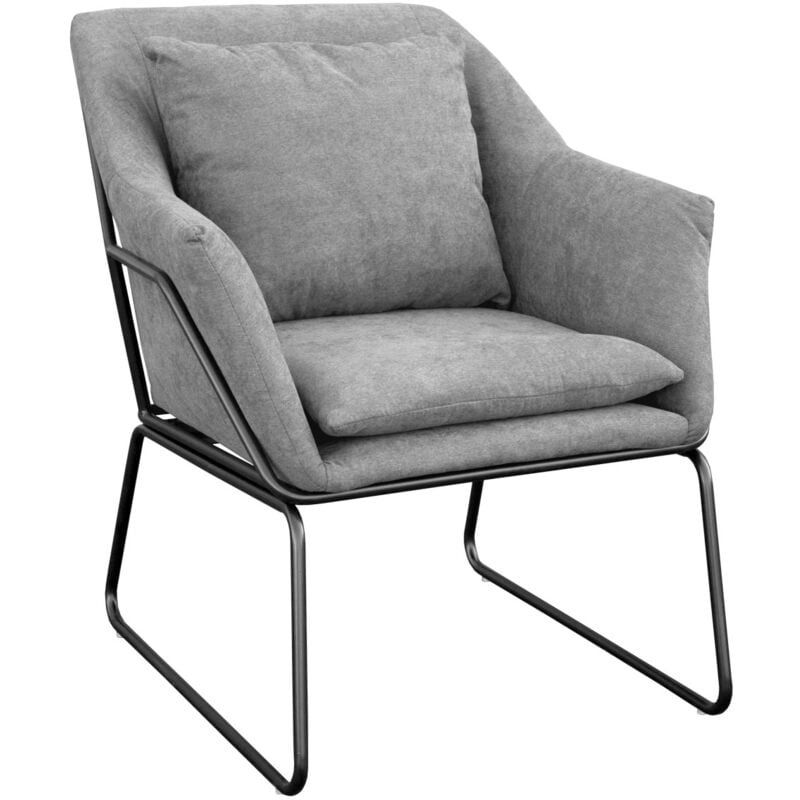 Josie Fauteuil rembourré Fauteuil d'appoint gris Canapé simple Fauteuil relax Tissu - Svita