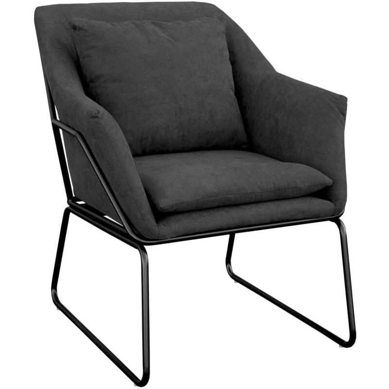Josie Fauteuil rembourré Fauteuil d'appoint gris Canapé simple Fauteuil relax Tissu - Svita