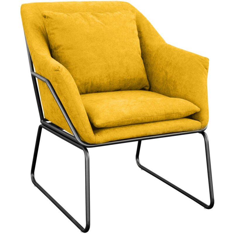 JOSIE Sessel gepolstert Beistellsessel gelb Couch Einzel Relaxsessel Stoff - Svita