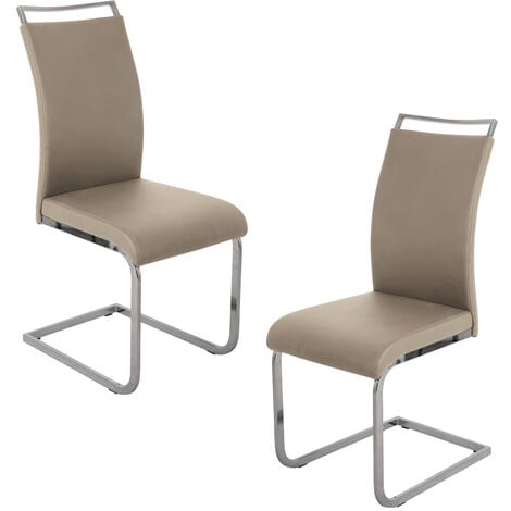 SVITA JUDY lot de 2 chaises de salle à manger simili cuir taupe