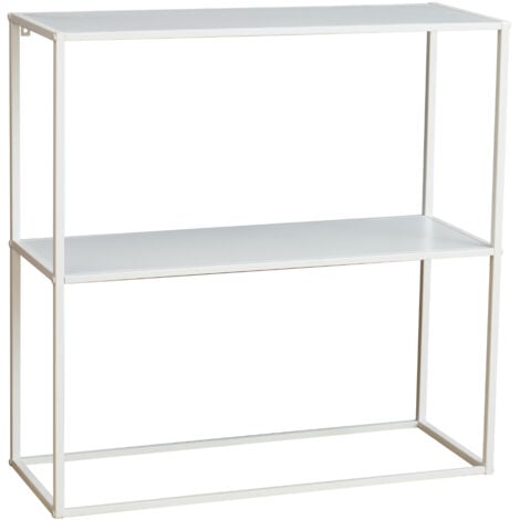 SVITA KALY Console Table d'appoint Étagère sur pied Design industriel Métal blanc