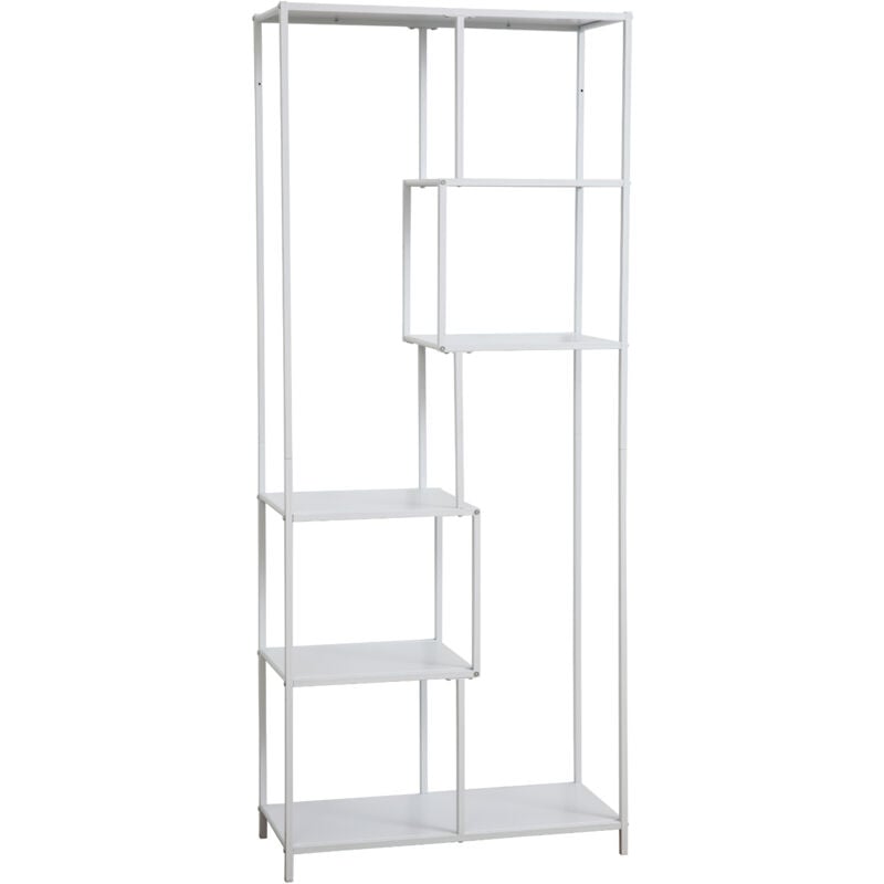 Kela Étagère métallique 6 niveaux Étagère de cuisine Étagère de salle de bain Style industriel Blanc - Svita