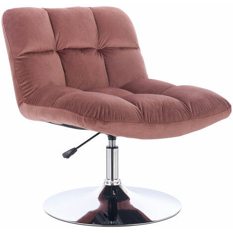 SVITA LAUREL Chaise de salon Chaise rembourrée Fauteuil pivotant Pied à disque Velours vieux rose