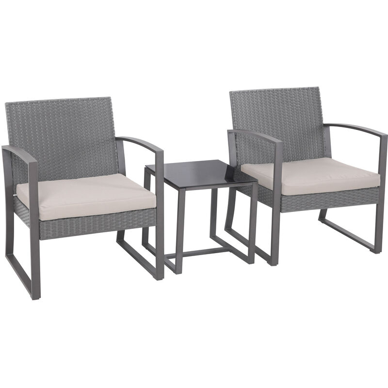 Lois l Poly rotin Salon de jardin Ensemble table et fauteuils Gris - Svita