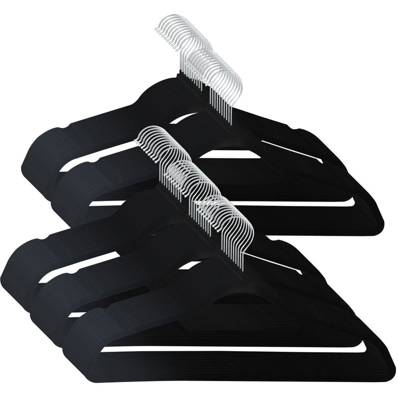 Svita - Lot de 50 cintres pour costume Peu encombrant Antidérapant Velours Noir