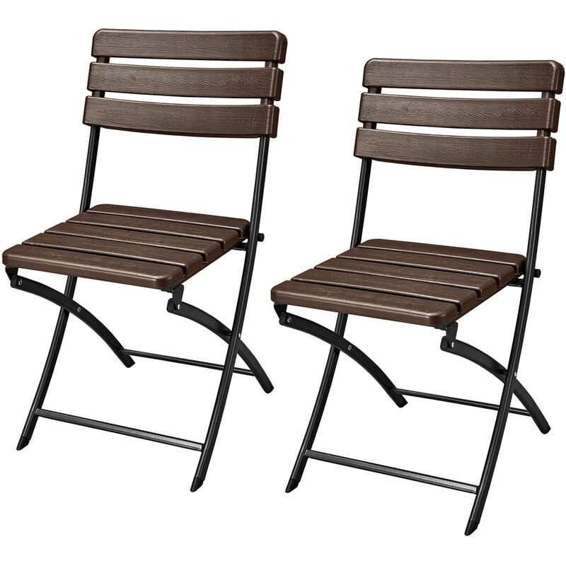 Svita - Lot de 2 chaises de balcon aspect bois pliables Chaise de jardin Bistro Set Outdoor Marron