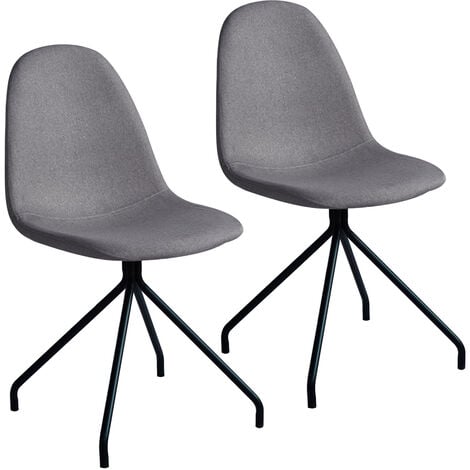 SVITA Lot de 2 chaises de salle à manger Pieds en métal Chaise rembourrée Polyester Gris clair