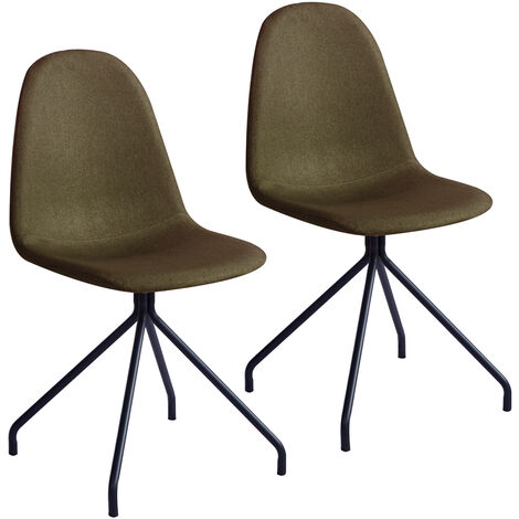 Svita – Lot de 2 chaises de salle à manger – Rembourrées en polyester – Pieds en métal – Couleur olive – Hauteur d'assise 45 cm