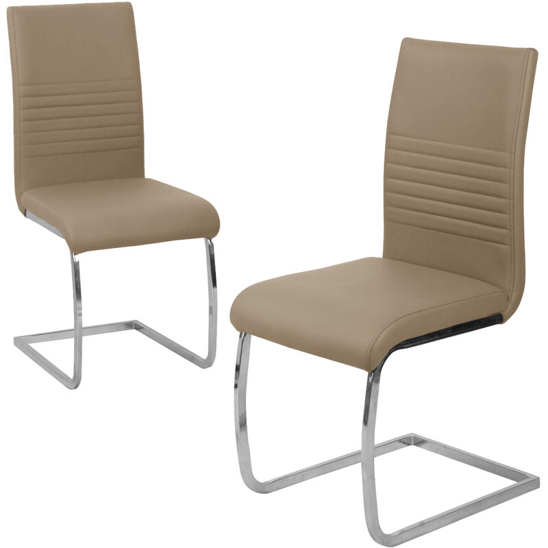 SVITA Lot de 2 chaises de salle à manger Chaise rembourrée Chaise pivotante Chaises en similicuir taupe
